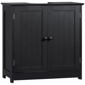 Under Sink Cabinet with 2 Doors and Shelf, Pedestal Sink Bathroom Vanity Furniture, Black