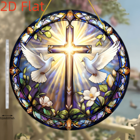 CIFbuy Colorful Acrylic Sun Catcher Window Decor Elegant Cross Hanging for Home Porch Easter Holiday Gift(TikTok, temu pick-up service)