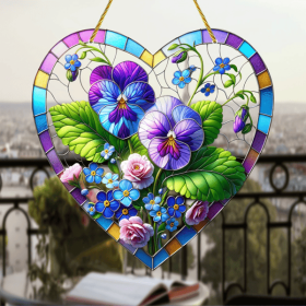 CIFbuy Colorful Floral Acrylic Window Hanging Decor Stained Glass Style No Power Home Garden Wedding Wall Art Gift (TikTok, temu pick-up service)