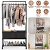 3 Tiered Portable Clothing Rack For Bedroom Entryway Double Hanging Rods Sturdy Iron Garment Rack With Double Hanging Rods Adjustable Storage Bag Quie
