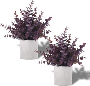 2 Pack Small Fake Plants Eucalyptus Potted Artificial Plants Fall Decorations for Home Shelf Office Bathroom Desk Farmhouse Room Coffee Table Dec