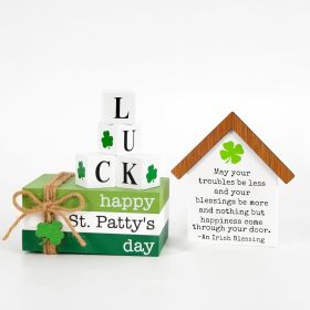 6PCS St. Patrick's Day Tiered Tray Decor, Happy St. Patty's Day Book Stack, Shamrock LUCK Blocks, St. Patrick's Day Signs for Home Table Shelf De