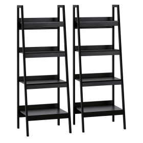 Set of 2, 4 Tier Ladder Shelf Bookcase, Multi-Use Display Rack, Storage Shelving Unit Display Stand, Flower Plant Stand, Home Office Furniture, B