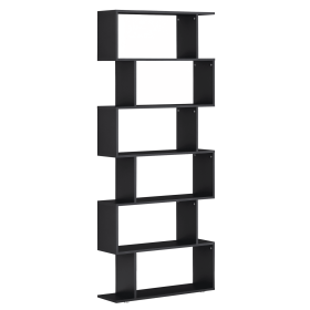 Wooden S Shape Bookcase 6 Shelves Storage Display Home Office Furniture