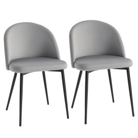 Set of 2 Mid-Back Dining Chair, Mid-Back Velvet-touch Upholstery Kitchen Chair for Living Room Dining Room, Dark Blue