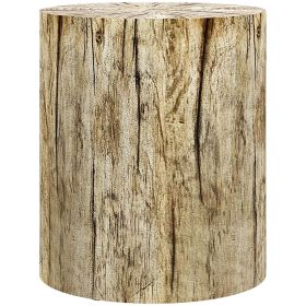 17" Tall Tree Stump End Table, Concrete Sofa Side Table for Indoor and Outdoor Use, Garden Stool, Natural