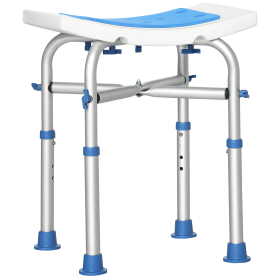 Height Adjustable Shower Chair, 16.7"W Aluminum Shower Stool for Inside Shower with Suction Cup Feet, EVA Padded Bath Seat for Senior, Elderly
