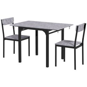 Foldable Dining Table Set for 2, Drop-Leaf Kitchen Table with 2 Chairs for Apartments, Studios, Natural Drop-leaf Dining Table Set Includes 2 Cha