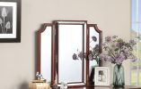 Luxurious Majestic Classic Cherry Color Vanity Set w Stool 3- Storage Drawers 1pc Bedroom Furniture Set Tri-Fold Mirror