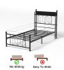 Twin Bed Frames , Headboard and Charging Station & LED Light for Bedroom, Solid and Stable, Noise Free, No Box Spring Needed, Easy Assembly
