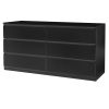 [] 6 Drawer Double Dresser for Bedroom, Wide Storage Cabinet for Living Room Home Entryway, Black