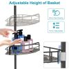 Space-Saving Floor-to-Ceiling Corner Shower Caddy with 4 Adjustable Shelves and Towel Bar - Rustproof Carbon Steel, No-Drill Easy Installation