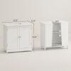 Under Sink Cabinet, Bathroom Vanity with 2 Doors & Shelf for Pedestal Sink, White
