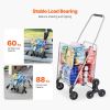 Grocery Shopping Cart, 45L Stair Climbing Shopping Cart with 360Â° Rolling Swivel Wheels, Stair Climber Utility Cart with Tri-Wheels