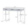 47" Small Computer Desk, Writing Desk with Fabric Drawers, Home Office Desk with Adjustable Shelves, White
