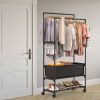 3 Tiered Portable Clothing Rack For Bedroom Entryway Double Hanging Rods Sturdy Iron Garment Rack With Double Hanging Rods Adjustable Storage Bag Quie