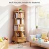 5 Tier Rotating Bookshelf, 360Â° Display Round Spinning Bookshelf with Wheels, Space-Saving, Small Space Rotating Bookshelf Tower for Bedroom