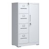 Metal Storage Vertical Filing Cabinet with Lock, Steel File Locker with 4 Drawers and 1 door for School, Living Room, Bedroom, Office (White)