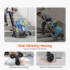 Grocery Shopping Cart, 45L Stair Climbing Shopping Cart with 360Â° Rolling Swivel Wheels, Stair Climber Utility Cart with Tri-Wheels