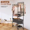 3 Tiered Portable Clothing Rack For Bedroom Entryway Double Hanging Rods Sturdy Iron Garment Rack With Double Hanging Rods Adjustable Storage Bag Quie