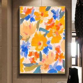 Handmade Oil Painting Canvas Wall Art Decor Original Orange Flower Painting Abstract Floral Painting Living Room Hallway Bedroom Luxurious Decorative (Style: 01, size: 150x220cm)
