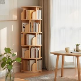 5 Tier Rotating Bookshelf, 360Â° Display Round Spinning Bookshelf, Space-Saving, Small Space Rotating Bookshelf Tower for Bedroom, Living Room, Home (Color: as Pic)