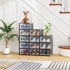 6/12/18/24/36PCS Stackable Shoe Storage Cabinet with Clear Front Door Plastic Sneaker Organizer Box for Entryway Closet or Bedroom Dustproof Shoe Case