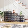 6/12/18/24/36PCS Stackable Shoe Storage Cabinet with Clear Front Door Plastic Sneaker Organizer Box for Entryway Closet or Bedroom Dustproof Shoe Case