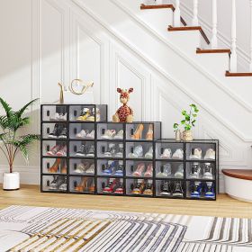 6/12/18/24/36PCS Stackable Shoe Storage Cabinet with Clear Front Door Plastic Sneaker Organizer Box for Entryway Closet or Bedroom Dustproof Shoe Case (size: 24PCS)