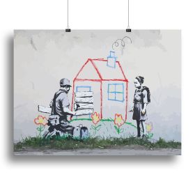 Banksy Play House Canvas Print or Poster (type: Standard Framed Canvas Print, size: 32" x 24" / 80cm x 60cm (approx))