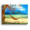 tropical beach scene with hammock Canvas Print or Poster
