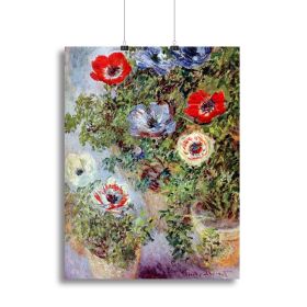 Still Life with Anemones by Monet Canvas Print or Poster (type: Standard Framed Canvas Print, size: 28" x 20" / 70cm x 50cm (approx))