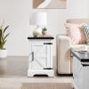 Farmhouse End table Nightstand Rectangular Farmhouse End Table with Barn Door and Adjustable Storage Shelf, Rustic Sofa Side Table for Living Room