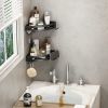 Shower Corner Shelf Caddy 2 Pack shower Organizer Corner No Drill Shower Storage Rust Proof Bathroom Corner Wall Shelf shampoo holder Silver